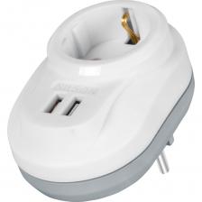 Одноместный сетевой фильтр 1-местный сетевой фильтр Nilson с заземляющим контактом, с 2хUSB 2.4А белый 40130106 Одноместный сетевой фильтр 1-местный сетевой фильтр Nilson с заземляющим контактом, с 2хUSB 2.4А белый 40130106