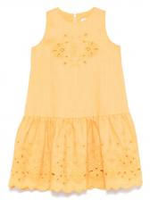 Ermanno Scervino Junior платье с английской вышивкой, желтый Ermanno Scervino Junior платье с английской вышивкой, желтый