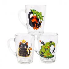 кружка OSZ Капучино Озорные котики 300мл стекло кружка OSZ Капучино Озорные котики 300мл стекло