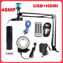 Промышленный видеомикроскоп, 48 МП, 4K, 1080P, HDMI, USB, 150-кратное увеличение, объектив с креплением для сбора цифрового изображения, 13мп, VGA + HDMI, сделай сам Промышленный видеомикроскоп, 48 МП, 4K, 1080P, HDMI, USB, 150-кратное увеличение, объектив с креплением для сбора цифрового изображения, 13мп, VGA + HDMI, сделай сам