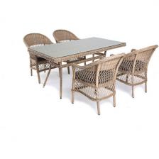 Обеденная группа из искусственного ротанга на 4 персоны, цвет соломенный 4SIS Амароне AmC4T-5-SET Обеденная группа из искусственного ротанга на 4 персоны, цвет соломенный 4SIS Амароне AmC4T-5-SET