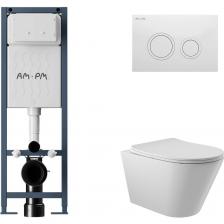 Комплект AM.PM I012711.0101 ErgoFit инсталляция для подвес унитаза с клавишей ErgoFit L пластик, белый глянцевый + Унитаз подвесной 525*360 безободковый, сиденье Soft-Close, белый глянцевый, форма конус I012711.0101C0110 Комплект AM.PM I012711.0101 ErgoFit инсталляция для подвес унитаза с клавишей ErgoFit L пластик, белый глянцевый + Унитаз подвесной 525*360 безободковый, сиденье Soft-Close, белый глянцевый, форма конус I012711.0101C0110