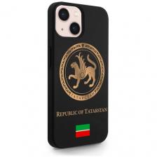 Черный силиконовый чехол SignumCase для iPhone 13 Золотой Герб Татарстана для Айфон 13 Черный силиконовый чехол SignumCase для iPhone 13 Золотой Герб Татарстана для Айфон 13