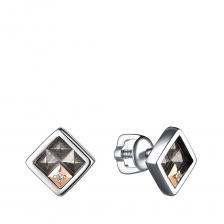 Серебряные серьги с бриллиантами и родированием Серебряные серьги с бриллиантами и родированием