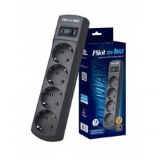 Сетевой фильтр Pilot m-MAX 7м (4 розетки) черный Сетевой фильтр Pilot m-MAX 7м (4 розетки) черный