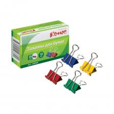 Зажимы для бумаг Комус 25 мм, 12 штук, цветные, картон 258950 Зажимы для бумаг Комус 25 мм, 12 штук, цветные, картон 258950