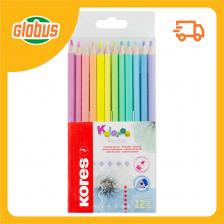 Карандаши цветные трёхгранные Kores Kolores pastel Карандаши цветные трёхгранные Kores Kolores pastel