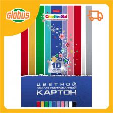 Картон А4 цветной металлизированный Hatber 10цветовx10листов Картон А4 цветной металлизированный Hatber 10цветовx10листов