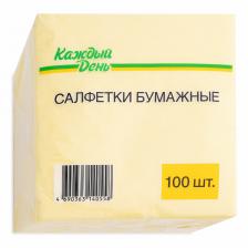 Салфетки бумажные Каждый День однослойные, желтые, 100 шт.