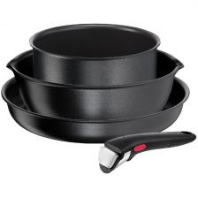 Набор посуды со съемной ручкой Tefal Ingenio Daily Chef Black 4 пр: глубокая сковорода 22 / 26 см ковш 18 ручка) L7629453