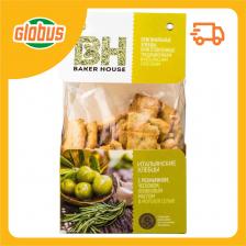 Хлебцы итальянские Baker House с розмарином, чесноком, оливковым маслом и морской солью Хлебцы итальянские Baker House с розмарином, чесноком, оливковым маслом и морской солью