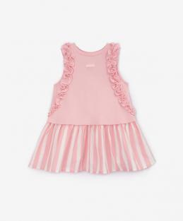 Платье из трикотажа и текстиля розовое для девочек Gulliver (92-52)