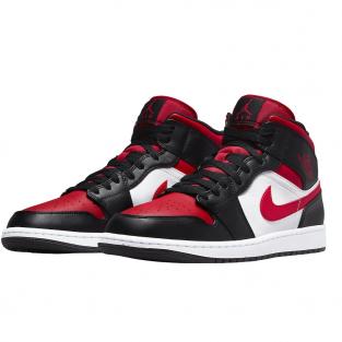 Кроссовки AIR JORDAN 1 MID BLACK, FIRE RED & WHITE 554724 079 US 10/ СМ 28/ EUR 44