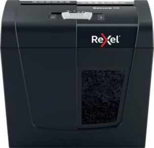 Шредер Rexel SECURE X6 EU черный (секр.P-4)/фрагменты/6лист./10лтр./скрепки/скобы