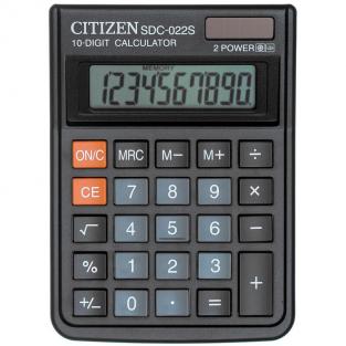 Citizen Калькулятор настольный компактный SDC-022S/022SR 10-разрядный черный (120x87x23 мм)