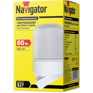 Светильник Navigator 14 088 NBL-SA2-60-E27-WH (НПБ 400-1 для сауны), цена за 1 шт.