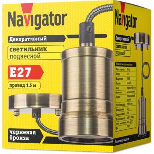 Светильник Navigator 61 521 NIL-SF01-007-E27 60Вт 1,5м. метал. черненая бронза, цена за 1 шт.