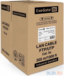 Exegate EX289281RUS Кабель ExeGate UTP4-C5e-CU-S25-IN-LSZH-GR-305 UTP 4 пары кат.5e медь, 25AWG, LSZH, бухта 305м, серый