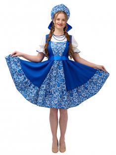 Мой Карнавал Русский народный костюм женский Гжель с кокошником