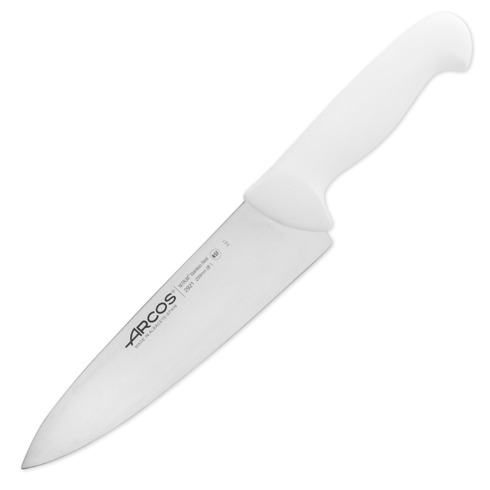 Кухонные ножи 20 см. Нож Arcos 292124. Нож кухонный 20 см, белая ручка Athus Tramontina. Поварские ножи Аркос. Нож Трамонтина с белой ручкой.