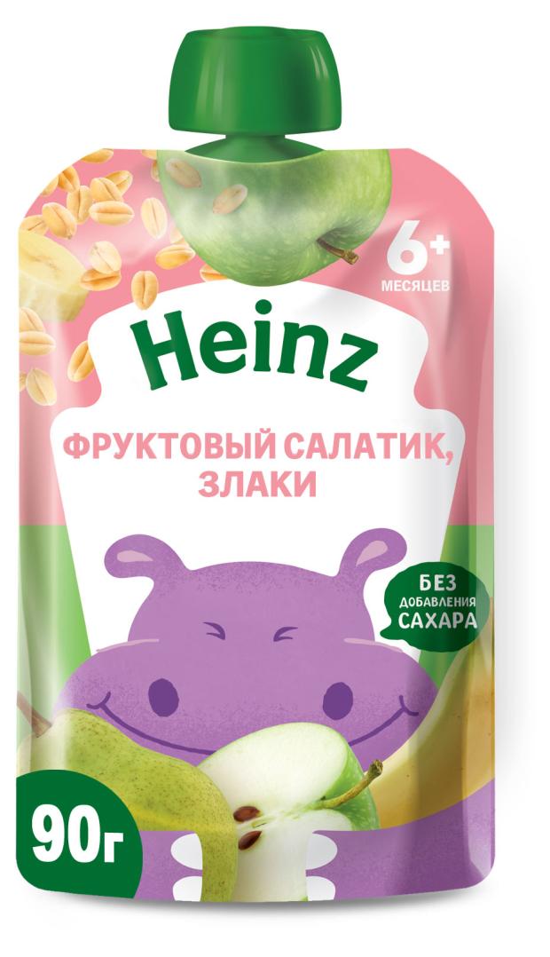 Пюре Heinz банан-груша, с фруктами-со злаками, 90 г (детское пюре ...