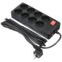 Сетевой фильтр Buro 800SH-5-B, 8 розеток, с/з, 10А / 2200 Вт 8 5 м 0.75 кв. мм 50 мм 150 мм черный