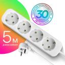 Удлинитель Defender E450, 99227, 4 розетки, с/з, 10А / 2200 Вт 4 5 м 40 мм 52 мм 200 мм белый