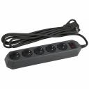 USF-5es-1.5m-B Сетевой фильтр ЭРА USF-5es-1.5m-B с базовой защитой с заземлением с выключателем 5 розеток 1,5м 10А черный, цена за 1 шт