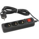 Удлинитель ЭРА UX-3es-3m, 3 розетки, с/з, 10А / 2200 Вт 3 3 м 0.75 кв. мм 30 мм 12 мм 50 мм черный