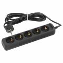 UX-5e-3m-B Удлинитель электрический ЭРА UX-5e-3m-B с заземлением 5 розеток 3 м ПВС 3х0,75мм2 10А черный, цена за 1 шт