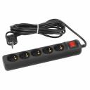 UX-5es-5m-B Удлинитель электрический ЭРА UX-5es-5m-B с заземлением с выключателем 5 розеток 5 м ПВС 3x0,75мм2 10А черный, цена за 1 шт