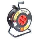 Удлинитель на катушке STEKKER Standart STD01-40-50 4 гнезда с заземлением ПВСбм 3х1, оранжевый, 16А, IP40, 50м 49391