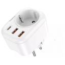 Сетевой фильтр hoco. NS3, 1 розетка, с/з, 3А / 4000 Вт 1 3 51 мм 79 мм белый