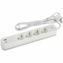 Сетевой фильтр Intro SFE415-2xUSBAC-Wс заземлением, с выключателем, 4 розетки, 2USB, провод 1,5 м, ПВС 3x0,75мм2. Базовый уровень защиты техники: от импульсных помех, от перегрузки, от короткого замыкания. Максимальная мощность 10А/2200 Вт. Корпус из негорючего пластика (полипропилен). Вилка обеспечена кольцом для удобного извлечения ее из розетки. Выключатель со световой индикацией позволяет выключить все приборы, подключенные к сетевому фильтру, не вынимая вилки из розетки. Отлично подойдет для защиты бытовой и компьютерной техники. Сетевой фильтр оснащен 2USB для зарядки мобильных устройств.