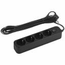 Сетевой фильтр Intro SFE430-B с заземлением, с выключателем, 4 розетки, провод 3 м, ПВС 3x0,75мм2. Базовый уровень защиты техники: от импульсных помех, от перегрузки, от короткого замыкания. Максимальная мощность 10А/2200 Вт. Корпус из негорючего пластика (полипропилен). Вилка обеспечена кольцом для удобного извлечения ее из розетки. Выключатель со световой индикацией позволяет выключить все приборы, подключенные к сетевому фильтру, не вынимая вилки из розетки.