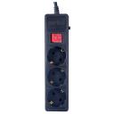 Сетевой фильтр Perfeo POWER+ (PF-PP-3/3.0-B), 3 розетки, с/з, 10А / 2300 Вт 3 1 3 м 0.75 кв. мм черный