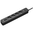 Сетевой фильтр Perfeo Power Stream, 4 розетки, с/з, 10А / 2500 Вт 4 3 2 м 0.75 кв. мм черный