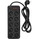 Сетевой фильтр POWERCOM SP-10 USB2A1СB 1.8м, 1.8м, черный [sp-10 usb2a1сb 1,8м]