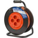 Удлинитель силовой на пластиковой катушке, б/з, 4 гнезда, 40м (ПВС 2х1), 10A. оранжевый/черный Uniel Садовые на пластиковой катушке YX10-004 /UCK-4N/2x1,00/40M/S ORANGE/BLACK