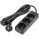 Удлинитель шнур 3м., 3 гнезда, 10A, б/з. черный Uniel Ultra S-CU3-3 BLACK