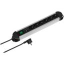 Сетевой фильтр Vivanco EPLS 6ALU, 6 розеток, с/з, 16А / 3680 Вт 6 1.6 м черный