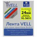 Лента для PT D600/2700/P700/P750 Vell VL-S651 Brother TZE-S651 319963