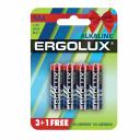 Ergolux Alkaline LR03 BL-3+1 (LR03 BL3+1, мизинчиковая батарейка ААА 1.5В) (упак. 4 шт.), цена за 1 упак.