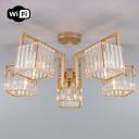 Потолочная люстра WiFi хрустальная с управлением смартфоном 10126/5 Eurosvet April золото (Умный дом)