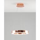 Современный светодиодный подвесной светильник Viso. Металлический каркас цвета розового золота оснащен встроенной светодиодной лентой общей мощностью 48 Вт и со световым потоком 6912 Лм. Подвесная люстра Viso поможет добавить контраста в интерьер спальни, кухни, зала или гостиной комнаты. При монтаже люстры можно отрегулировать высоту за счет подвесных тросов.