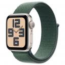Смарт-часы Apple Watch SE 2024 GPS 44мм Aluminum Case with Sport Loop, сияющая звезда + зеленый ремешок MXEW3