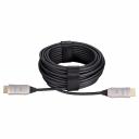 Интерфейсный соединительный кабель предназначен для подключения устройств с разъемом HDMI (цифровой сигнал) к устройствам c HDMI разъемом (цифровой сигнал). Максимальное разрешение 8K 60Hz. Кабель преобразует сигналы HDMI в оптический сигнал и обратно. Канал HDMI Ethernet можно использовать для подключения двух или более устройств, совместимых с HDMI, которые имеют подключение к Интернету со скоростью до 100 Мбит/с. Преобразователи сигнала из меди в оптику находятся внутри разъемов. Дополнительного питания не требуется. Использование оптики позволяет передавать HDMI сигнал без потери качества на большие расстояния, чем при использовании медного кабеля. Оптика значительно более устойчива к внешним электро-магнитным помехам и сама помех для электронного оборудования не создает, что значительно расширяет сферу применения . Тип микросхемы - преобразователя может меняться в разных партиях товара для улучшения качества выходного сигнала при появлении более совершенных микросхем. Активный оптический кабель HDMI 2.1, 8K 60 Hz применяется для соединения компьютеров, Blue-Ray и DVD плейеров, игровых консолей, видео и фото камер, с телевизорами, мониторами, видео проекторами. При использовании оптического активного HDMI требуется соблюдение маркировки подключаемых коннекторов. К выходу видео карты следует подключать HDMI коннектор с пометкой Source, к устройству отображения информации следует подключать HDMI-коннектор с пометкой Display. Длина - 15 метров.