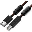 GCR Кабель PROF 5.0m USB 2.0, AM/BM, черно-прозрачный, ферритовые кольца, 28/24 AWG, экран, армированный, морозостойкий, GCR-52419 GCR-52419