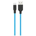Кабель hoco. X21 Plus USB - MicroUSB только для зарядки, площадь сечения 1 кв. мм, длина 1 м, 1 шт., черный/синий