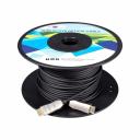 Интерфейсный соединительный кабель предназначен для подключения устройств с разъемом HDMI (цифровой сигнал) к устройствам с HDMI разъемом (цифровой сигнал). Максимальное разрешение 8K 60Hz. Кабель преобразует сигналы HDMI в оптический сигнал и обратно. Канал HDMI Ethernet можно использовать для подключения двух или более устройств, совместимых с HDMI, которые имеют подключение к Интернету со скоростью до 100 Мбит/с. Преобразователи сигнала из меди в оптику находятся внутри разъемов. Дополнительного питания не требуется. Использование оптики позволяет передавать HDMI сигнал без потери качества на большие расстояния, чем при использовании медного кабеля. Оптика значительно более устойчива к внешним электро-магнитным помехам и сама помех для электронного оборудования не создает, что значительно расширяет сферу применения . Тип микросхемы - преобразователя может меняться в разных партиях товара для улучшения качества выходного сигнала при появлении более совершенных микросхем. Активный оптический кабель HDMI 2.1, 8K 60 Hz применяется для соединения компьютеров, Blue-Ray и DVD плееров, игровых консолей, видео и фото камер, с телевизорами, мониторами, видео проекторами. При использовании оптического активного HDMI требуется соблюдение маркировки подключаемых коннекторов.